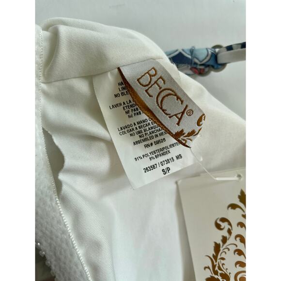 Becca Naples Tie Front Tankini Swim Top Blue Size Small New - Picture 6 of 7